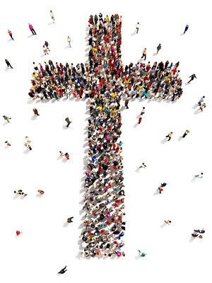 Bildmotiv Kreuz aus Menschen