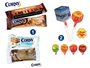 Werbeartikel Corny Müsliriegel Chupa Chups Lolly-Box