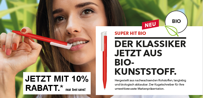 Teaser Werbeartikel Kugelschreiber Super-Hit Bio - www.werbung-schenken.de
